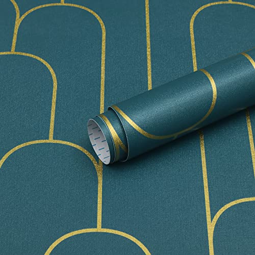 Peel And Stick Wallpaper Green And Gold Geometric Contact Paper Green And Gold Self-Adhesive Wallpaper Removable Modern Stripe Wallpaper For Walls Covering Waterproof Vinyl Rolls 17.3''X118'' #TOP7