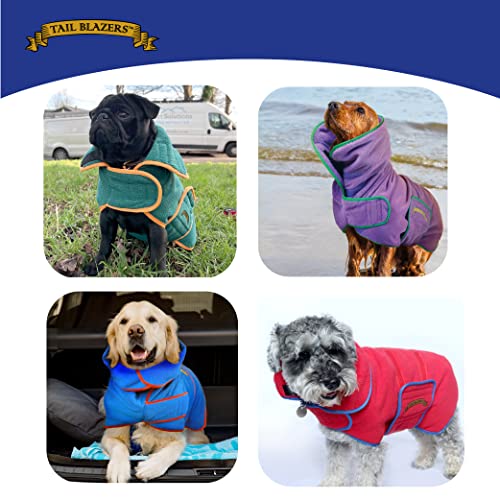 TAIL BLAZERS™ Super Absorbent Dog Drying Coat. Double Layer Microfibre Dry Robe with Car Safety D Ring. Towel Robe Pet Dryer Keep Dogs Dry and Warm. Camping and Beach Accessories. Machine Washable. M - Image 4