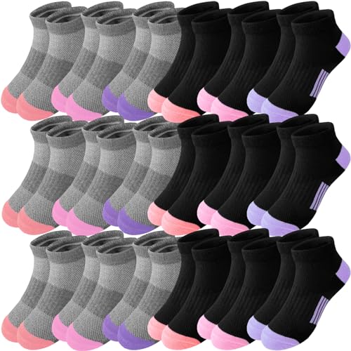 Bemeol Girls Socks 18 Pairs Ankle Socks Girls Soft Athletic Low Cut Cotton Sock