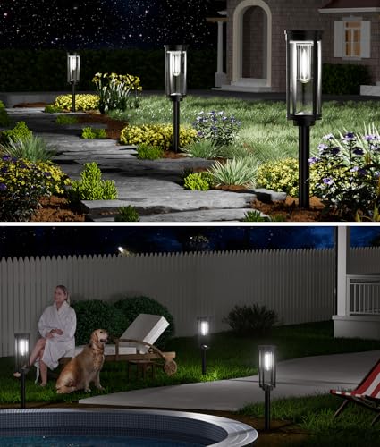 Image of NEWMESSI Solar Pathway Lights Outdoor, IP65 Waterproof Solar Garden Lights for Outside Lighting, Yard Path Lawn Walkway Driveway Landscape (Round Cool White, 4 Pack)
