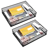 EsOfficce 2Pcs Desk Drawer Organizer, Stable Metal Mesh Desk Storage Tray, Versatile Storage Box Set for Office Home Supplies,13 x 9 inches