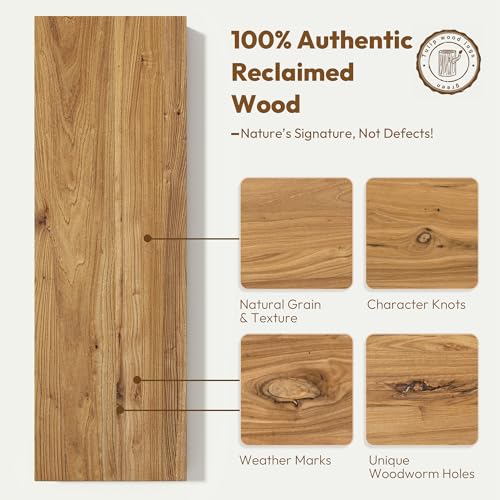 Image of Vivelove Elm Wood Floating Shelf 48x8 inch Set of 1, Natural