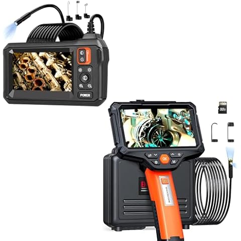 Daxiongmao C30 Borescope & G51 Dual Lens Endoscope Camera with Light, 5" IPS Screen Borescope,1080P HD Inspection Camera with Lights Cover