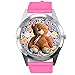 TAPORT® E2 Montre à quartz ronde en cuir pour les fans d'ours en peluche Rose vif