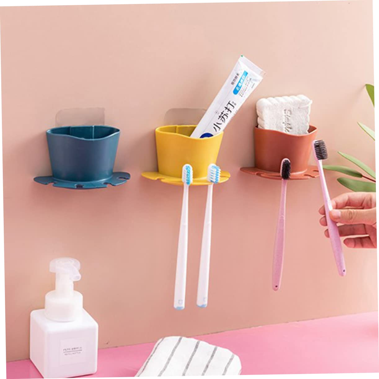 MAGICLULU 9 Piezas Cepillo De Porta Cepillos De De Pared Soporte De Almacenamiento De Baño Soporte para Pasta De Sin Puñetazos Estante