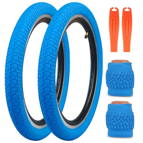 WEEROCK Bike Tire 20 Inch Tires 2 Pack 20 x 2.125 Folding Bead Replacement Tyre for 20' Bicycles, MTB, Mountain Bike, BMX, Blue
