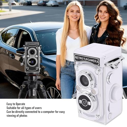 Cámara Digital Vintage TLR 64MP 1080P FHD Autofocus Blanca miniatura 3
