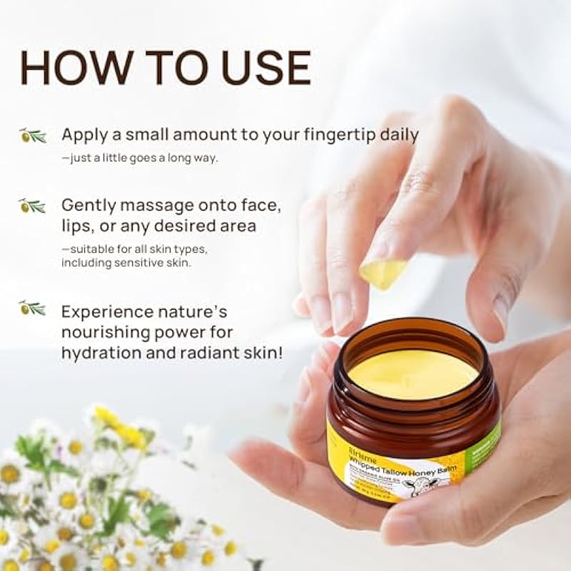 Grass Fed Beef Tallow for Skin: Organic Whipped Tallow and Honey Balm - Nourishing Body & Face Moisturizer - Deep Hydration, Eczema Psoriasis & Dermatitis, 2.3 oz 2.3 Ounce (Pack of 1) 상세이미지 7