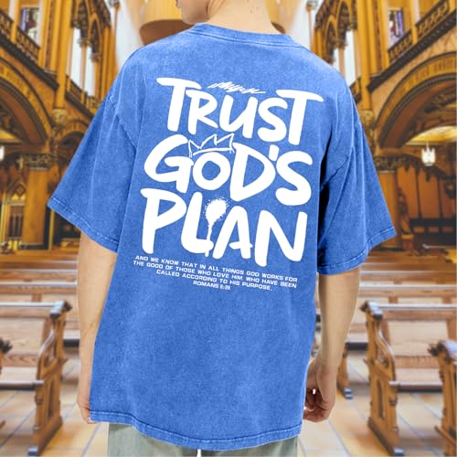Image of BINTEHGS God Christian T Shirts for Men Jesus Faith Shirt Acid Wash Oversized Tees Bible Verse Graphic Vintage Tshirt