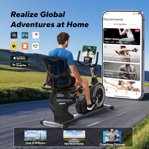 Image of MERACH Recumbent Exercise Bikes for home, Light Commercial High-end Recumbent Bike for Seniors Adults, Magnetic Recumbent Exercise Bike with Smart Bluetooth and Exclusive App, LCD, Heart Rate Handle
