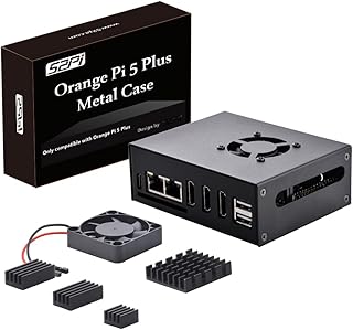 GeeekPi Orange Pi 5 Plus Case with Cooling Fan, Metal Case with Fan Heatsinks Compatible with Orange Pi 5 Plus 4GB/8GB/16GB