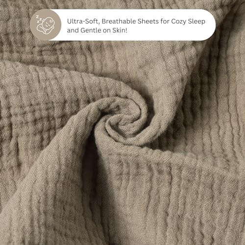 Image of Muslin Bassinet Sheets for Dream On Me, Baby Delight Snuggle Nest, Graco, UPPAbaby, Snoo, Primo Bassinet by TansyPanda, 3PC, 16x32 Inch, Skin Friendly, Ultra Soft, Breathable, Unisex Boys Girls, Pink
