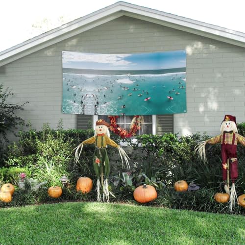 MINDBBDFJ Beach Surf Print Banners And Signs For Outdoor/Indoor,Personalized Banner Customizable Parties Halloween Banner (180x90cm)3