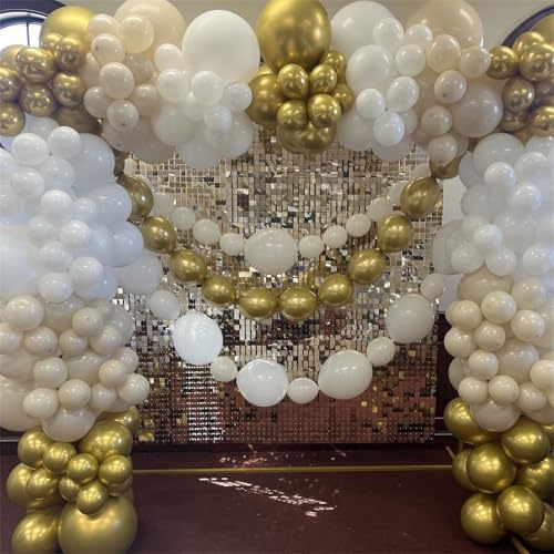 Image of White Sand Linking Balloons, 100PCS 6 Inch Small Ivory Quick Link Balloons for Making Balloon Wall Heart Arch, Tails Balloon for Wedding Birthday Baby Shower Engagement Graduation Party Decorations
