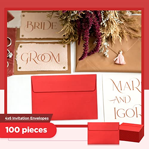 100 Pack A4 Red Envelopes, Printable 4.25 X 6.25 Envelopes Printable Envelope With Peel And Seal Closure For Birthday Wedding Party Baby Shower #TOP6