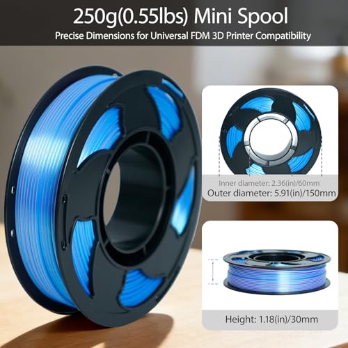 Image of Silk Dual Color Sky Blue Pink PLA 1.75mm 250g Shiny 3D Printer Filament FDM | Silk finish Bi Sky Blue Pink Coextrusion Smooth transition Neatly wound 0.25kg Small spool for Bambu Creality 3D Printer