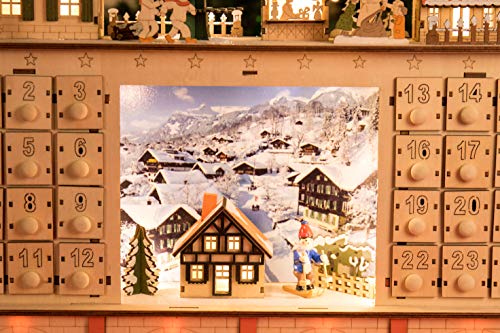 Clever Creations Wooden Christmas Advent Calendar, Countdown To Christmas, Led Holiday Decoration, Battery Operated, Snowy Town #TOP7