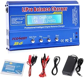 FCONEGY B6 Lipo Battery Charger 80W 6A RC Battery Pack Balance Charger Discharger for NiMH/NiCd,LiPo/Li-ion Battery,with LCD Display,AC Power Supply