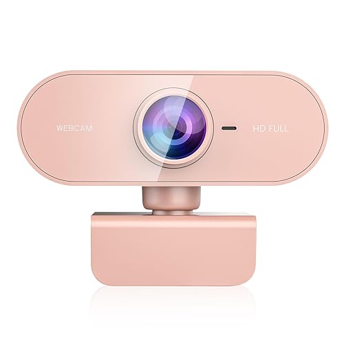 Webcam for PC&1080P HD Web Cam,Webcam with Microphone,Stand for PC/MAC/Laptop/Desktop,Wide Angle Web Cameras for YouTube,Skype,Zoom,Xbox One,Video Calling,Studying Pink - Pink - 1080p webcam
