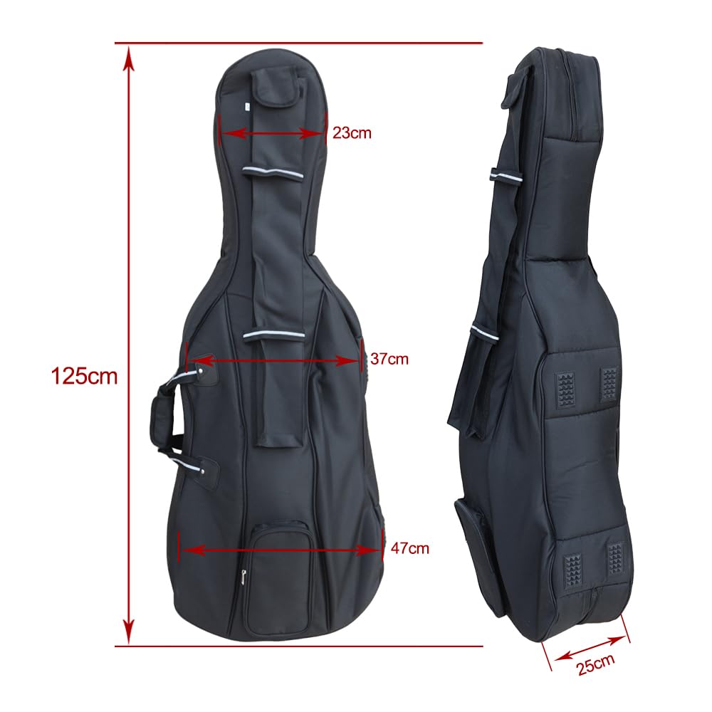 Custodia per violoncello 4/4 per violoncelli elettrici classici, resistente, impermeabile, con cinghie, imbottitura in schiuma ad alta densità, fodera in velluto, tasche in colofonia per