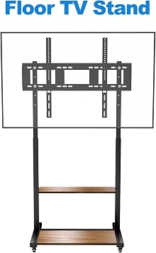 Mobile TV Stand for 40 to 100 inch TVs Höhenverstellbarer TV-Rollständer großen Holzablagen und RollenTragkraft bis zu 220 lbsVESA 800 x 600 mmWalnussVC-Z1813