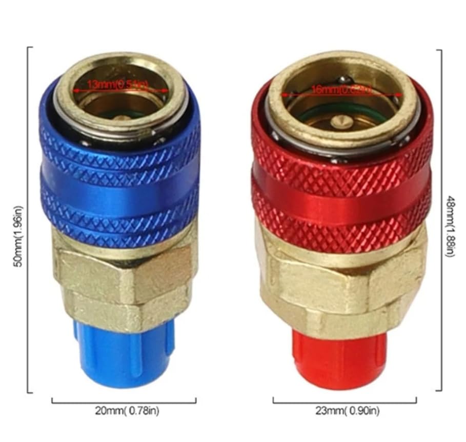 Conector Rápido Automotriz Teninch R134A para Alta y Baja Presión, Adaptador de Cobre para Sistemas de Aire Acondicionado miniatura 4