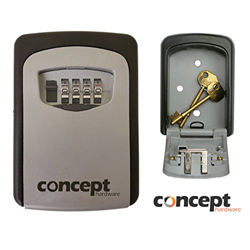 Caja de almacenamiento de seguridad para guardar llaves de repuesto, caja apta apta estar en exteriores, se bloquea mediante un código, se monta en la pared