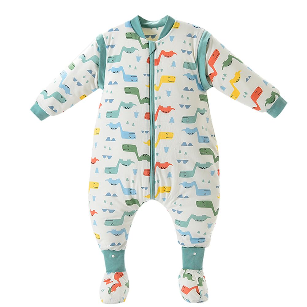 Happy Cherry Bebé Saco de Dormir con Pies Niño Niña Mono Invierno Mangas Desmontable Recién Nacidos Mameluco Pijama Algodón Infantil Bolsa de Dormida con Piernas Separadaos - 0-4 Años