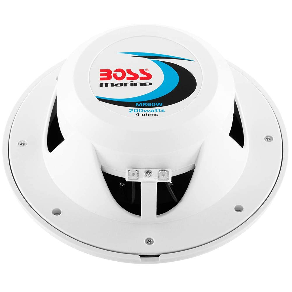 2 altoparlanti marini KIT PER BOSS AUDIO MR60W 2 vie 6,5" 16,50 cm 165 mm 100 watt rms 200 watt max impermeabili mare piscina barca, a coppia + 5 sticker omaggio