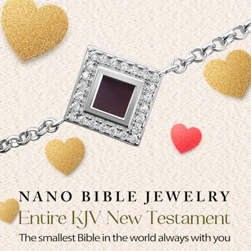 Smallest Nano Bible on Christian Bracelet - Cubic Zirconia Religious Paved Charm - Entire KJV New Testament Holy Scriptures on 0.2" Microchip, Elegant Jewelry for Women, 6.7+2" Extension3