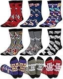 Velmitten 6 Pairs Funny Motorcycle Socks for Men Novelty Cotton Crew Dress Socks Birthday Valentine Gift for Motorcycle Lovers Husbands Boyfriends