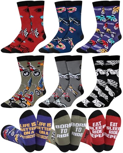 Funny Motorcycle Socks, 6 Pairs