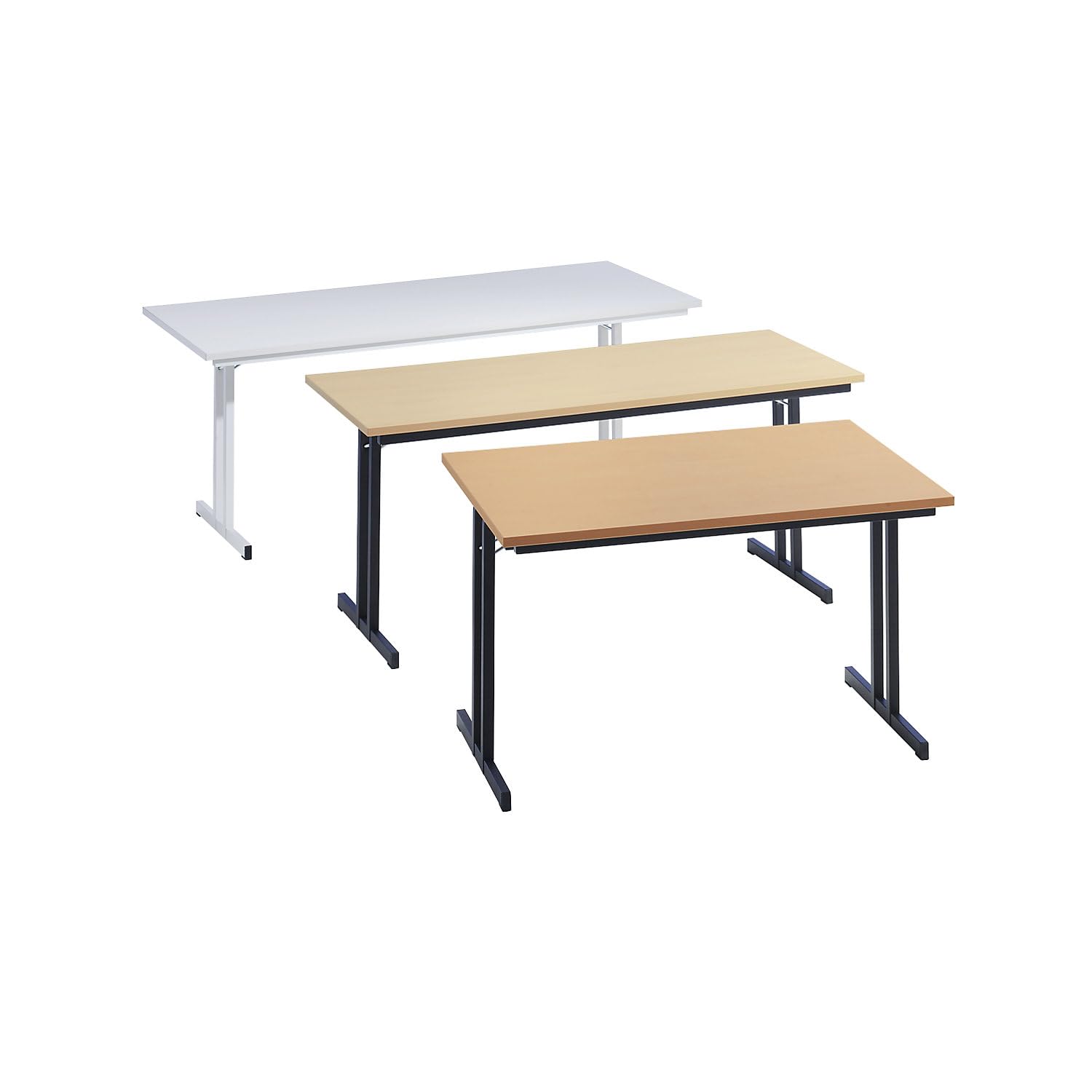 Certeo Klapptisch | HxBxT - 720 x 1200 x 800 mm | Extra Starke rechteckige Platte | Gestell schwarz - Platte Ahorn-Dekor | Klapptisch Mehrzwecktisch Konferenztisch