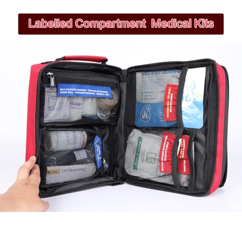 Home-First-Aid-Kit-for-Car-Travel-Camping-Businesses Survival, Labelled Compartment Comprehensive Emergency Trauma Medical Kit with Tourniquet, Ideal for Boat, Vehicles, Truck, Hiking - Image 4