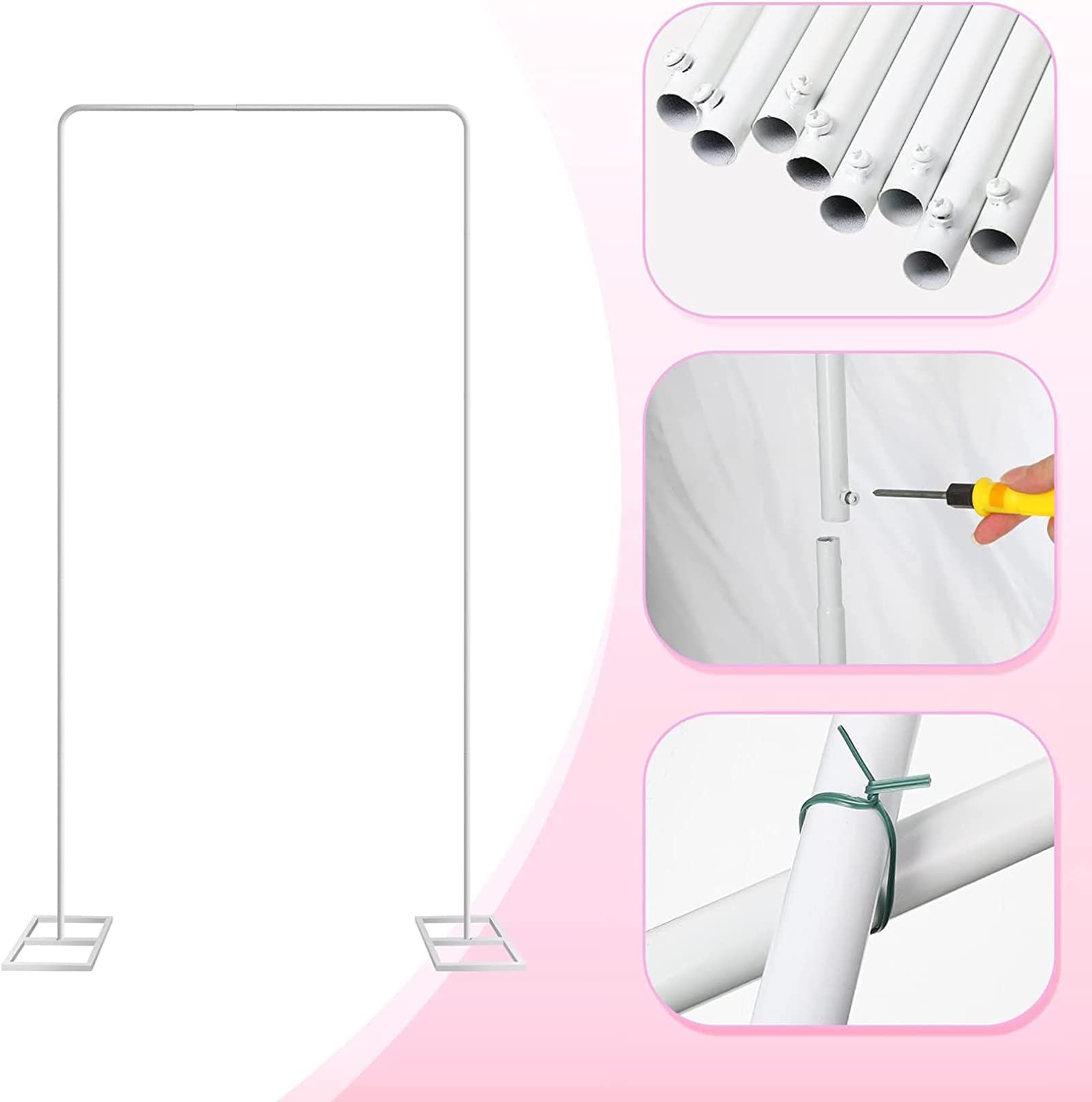Hochzeitsbogenständer mit Sockeln, Metallgartenlaube, Hochzeitsbogen, Vorhang, Hochzeiten, Brautzeremonie, Gartenparty, Eventdekoration, einfache Montage