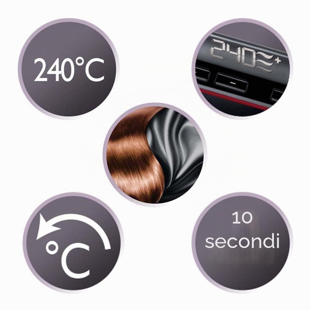 Remington Piastra per Capelli Silk - Rivestimento Ceramico a Doppio strato con Proteine ​​della Seta per capelli Lisci e Lucenti - Display LCD, 150-235°C, max 30 secondi 240°C, Piastra Capelli S9600