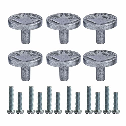 Image of BQI Architectural Antique Brass Door Knobs for Cabinets and Drawers | Pack of 6 | Furniture Hardware Knobs, Modern Dresser Pull Knobs for Kitchen /Bathroom /Hotel /Bedroom, Fancy Nickel Knobs, 40mmx30mm
