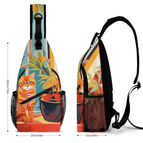Bolso cruzado casual para pecho y hombro con diseño de gato miniatura 2