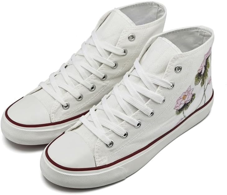 rosyclo Women's High Top Canvas Sneakers Fashion Lace-up Classic Casual Walking Shoes - Image 6
