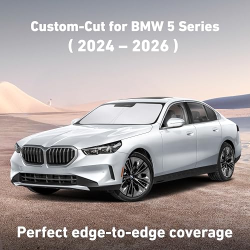 Image of EcoNour Windshield Sunshade Compatible for BMW 5 Series 2024 2025 2026 (530i, 530i xDrive, 540i xDrive, The 550e xDrive) Sun Visor for Window Sunshade Cover, UV Protector, Car Accessories