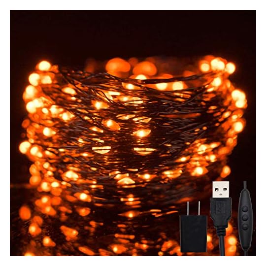 
                            Twinkle Star 200 LED 66ft Halloween Fairy String Lights USB & Adapter Powered, Dimmable Control Starry Black Wire Lights Home Lighting Indoor Outdoor Bedroom Wedding Christmas Party Decoration, Orange
                        