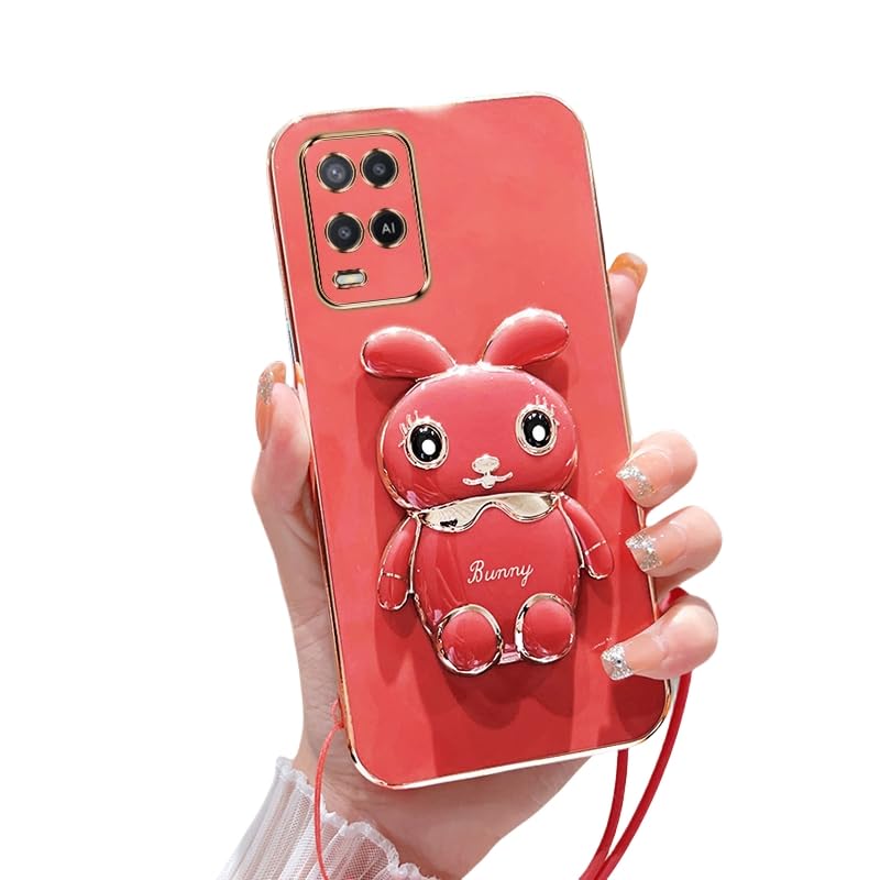 Case Compatible with Oppo A54 Phone Cover TPU Silicone Electroplated Stand Soft Durable Fall Protective Shockproof Protective Cover for Oppo A54 Case (5)