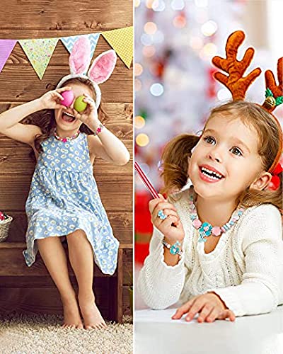 El Regalo Kids/Toddlers/Girls Wooden Beads Handmade Necklace & Bracelet Jewelry Sets (1 Necklace & 1 Bracelet) : Kids Princess Jewelry Set (Mermaid Kids Jewelry Set) 1