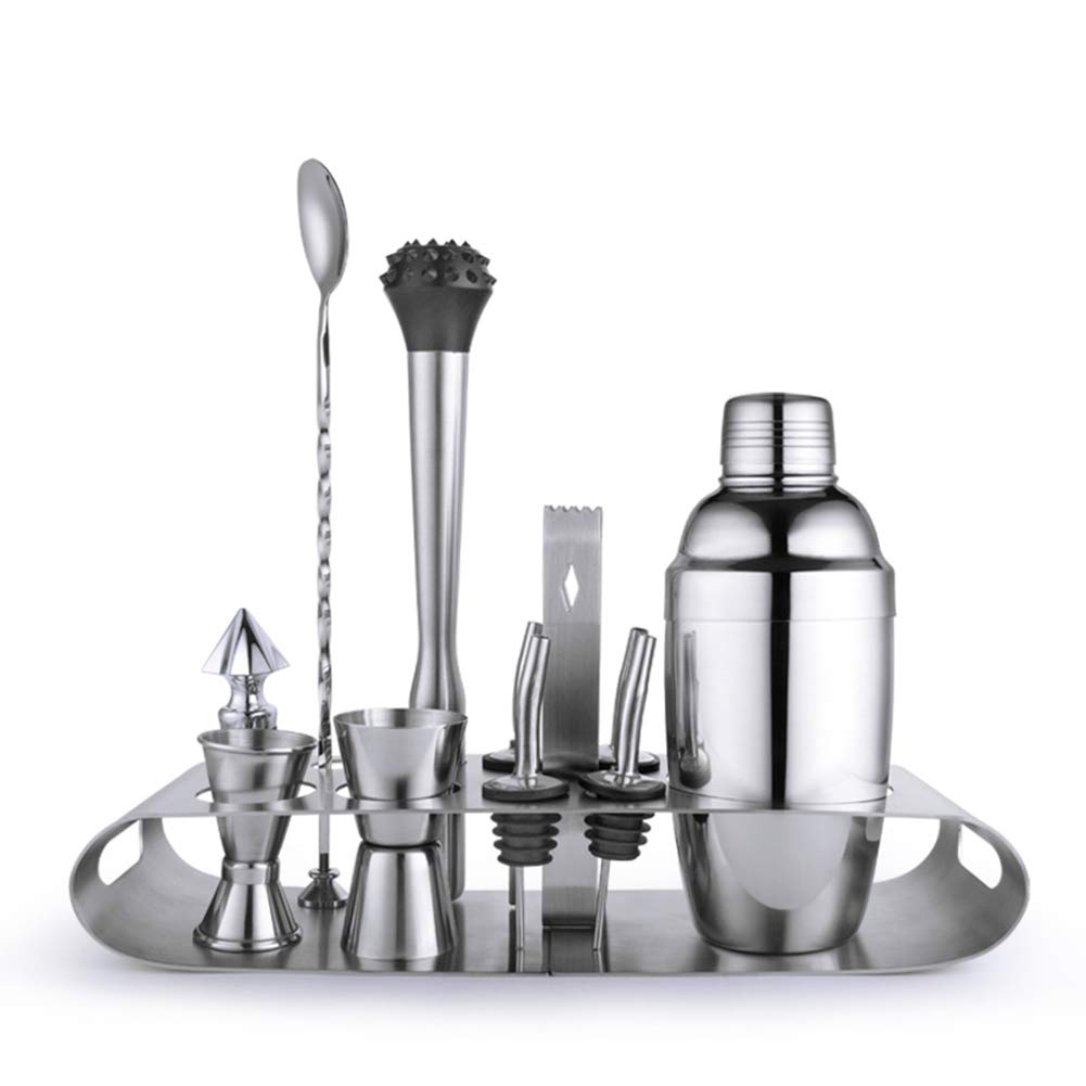 AIZYR 12 Piezas Cocktail Shaker Bar Tools con Soporte De Acero Inoxidable Kit De Barman Premium Mezclador De Coctelera para El Hogar, Bares, Fiestas Al Aire Libreies,Thicker,750ml