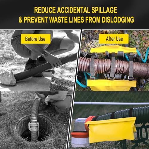 Image of RV Sewer Weight Bag for RV Camping, Waterproof RV Hose Fastening Device RV Sewer Hose Weights Hold Down for RV /Camper /Trailer, Sewer Hose Support to Reduce Accidental Spillage, 2 Pack
