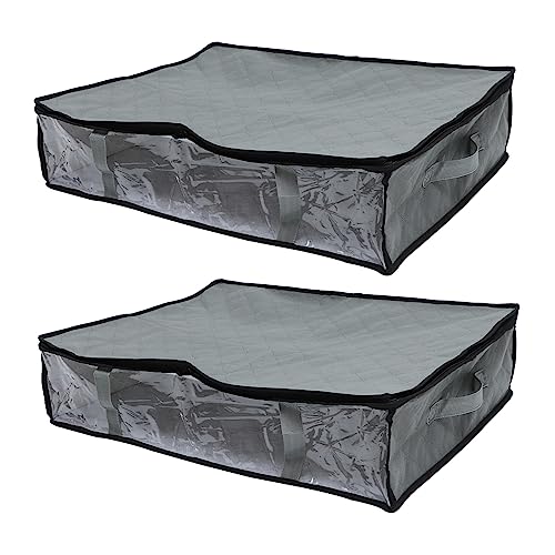 SOLUSTRE 2Pcs Foldable Non Woven Clothes Storage Bags for Under Bed Organizing and Space Saving Containers for Quilts Clothing and Sundries Storage