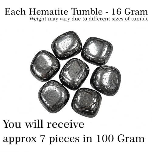 Image of Crystal Hematite Tumble Stone Pebble Tumbled Gemstone for Reiki Healing Vastu Correction Gravels for Aquarium Home Decor Garden Table 100 Gm