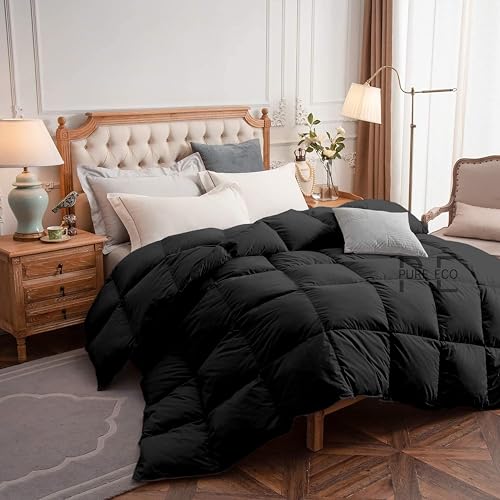 Image of PURE ECO 300 GSM Comforter for King Size - Luxury & Soft Microfiber 300 GSM Comforter for Winter - Duvet /Blanket King Size (90 inchX106 inch) - Black Color