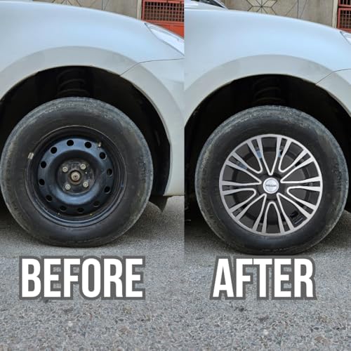 Image of PRIGAN Wheel Cover for TATA ACE 12 Inch Silver Black Wheel Cap (Available in 12,13,14,15,16 Inch) (Set of 4 Pcs) (Press Fitting) Model- Drive DC-12