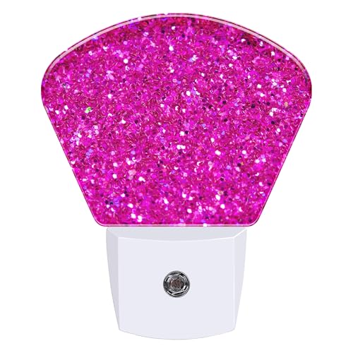 Image of Night Light Pink Glitter Plug-in LED Dusk-to-Dawn Sensor Soft Night Lamp,Suitable for Home Bedroom Bathroom Hallway Stairs